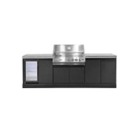 Crossray XPlor Silver 4B BBQ Kitchen with Single Fridge 2x Flat Benchtops Grey Sintered Stone GD4SSKG-03