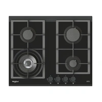 60cm 4-Burner Gas on Black Glass Cooktop. Cast Iron Trivets, Wok Burner, Flame Fail