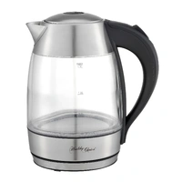 HEALHTY CHOICE GLASS KETTLE, 1.8 LITRES.LED LIGHTS,1800 WATTS,STAINLESS STEEL HANDLE AND RIM, SAFETY LOCK DURING BOILING,