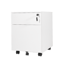 Rapidline 2 Drawer Steel Mobile Pedestal - White Powder Coat GMP1D1F-WC