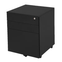 Rapidline 3 Drawer Steel Mobile Pedestal - Black Powder Coat GMP3-BL