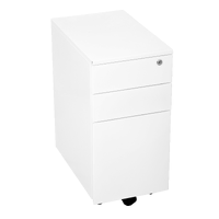 Rapidline 3 Drawer Slimline Steel Mobile Pedestal - White Powder Coat GSP3-WC