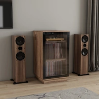 Tauris Hollywood Hifi Rack Ready To Assemble Dark Oak 550x500x1000mm