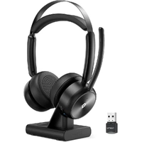 EMEET GeniusCall HS80 Wireless On-Ear Headset with Charging Base and Super ENC
