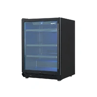 FREE STANDING MATT BLACK MK11 DRINKS COOLER. MATT BLACK DOOR FRAME, MATT BLACK DIAMOND CUT KICK PLATE, 3 SHELVES WITH MATT FRONT COVERS, BLACK LOCK, B