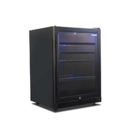 FREE STANDING MATT BLACK MK11 WINE COOLER. MATT BLACK DOOR FRAME, MATT BLACK DIAMOND CUT KICK PLATE, 4 PULL OUT SHELVES WITH MATT BLACK FRONT COVERS, 