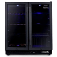 FREE STANDING MATT BLACK MK11 COMBI DRINKS AND WINE COOLER. MATT BLACK DOOR FRAME, MATT BLACK DIAMOND CUT KICK PLATE, 4 PULL OUT WINE  SHELVES, 3 BOTT