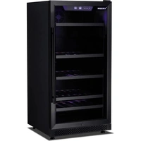 FREE STANDING MATT BLACK MK11 WINE COOLER. MATT BLACK DOOR FRAME, MATT BLACK DIAMOND CUT KICK PLATE, 5 PULL OUT SHELVES WITH MATT BLACK FRONT COVERS, 