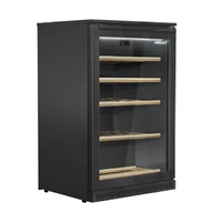 ALFRESCO SINGLE DOOR BLACK WINE COOLER, 4 PULL OUR WINE SHELVES (3 +1/2). HEATED DOOR, UV GLASS SCREEN, ANTI VIBRATION FEET, CARBON FILTER , R600A**DI