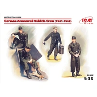 ICM 1/35 German Armoured Vehicle Crew (1941-1942) (4 Figures and cat) Plastic Model Kit