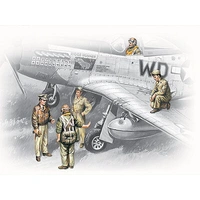 ICM 1/48 USAAF Pilots and Ground Personnel (1941-1945) (5 Figures - 3 pilots 2 mechanics) Plastic Model Kit