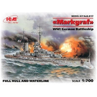 ICM 1/700 'Markgraf' (full hull & waterline) WWI German Battleship Plastic Model Kit