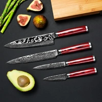 Kleva Professional 67 Layer Damascus Steel 4pc Chef Knife Set Beautiful Bamboo Case KCMSDK067