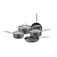 HEALTHY CHOICE 8 PIECE COOKWARE SET, BLACK, NON STICK COATING, HEAT RESISTANT EXTERIOR COATING
