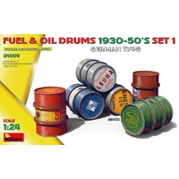 MiniArt 1/24 Fuel & Oil Drums 1930-50's Set 1 (German Type)  Plastic Model Kit