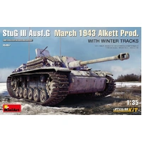 MiniArt 1/35 StuG III Ausf. G March 1943 Alkett Prod w/Winter Tracks. Interior Kit Plastic Model Kit