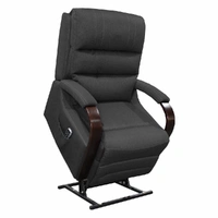 Montana 1 Seater Manual Recliner with Timber Accents - Fabric - Warwick Bodhi Granite MONT1MRFBGR