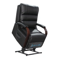 Montana Dual Motor Lift Chair with Timber Accents - Leather - Black MONTDUALBLK
