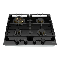 Omega Cooktop Gas on Glass 60cm 4 Burner W/Wok Cast Iron OCGG604WB