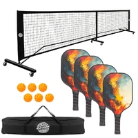 Lenoxx Pickleball Set with 4 Fiberglass Paddles, 6 Balls, Net, and Carry Bag PBS515