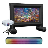 Laser 1080P Projector Bundle with 144inch Inflatable Screen Soundbar and Projector Stand PJ-OBF144-670