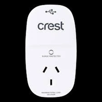 CREST POWER ADAPTOR 1 SOCKET 2 USB SURGE PROTECTED