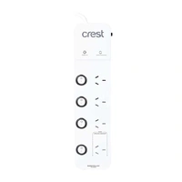 CREST POWER BOARD 4 SOCKET 4 SWITCH SURGE PROTECTED