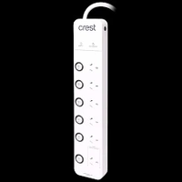 CREST POWER BOARD 6 SOCKET 6 SWITCH SURGE PROTECTED