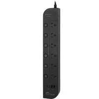 Crest Platinum 6 Socket Surge Protector PD 65W 1.8m Black PWK14476