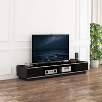Tauris Rio TV Unit Lowline Ready To Assemble Black 2200x550x365mm