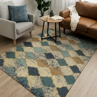 Urban Style Geometric Rug Printed Microfibre Blue 1600x2400x6mm RUG1624013