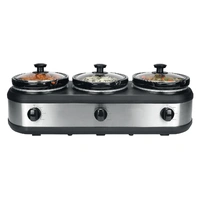 HEALTHY CHOICE 3 IN ONE SLOW COOKER, 3 X 2.5 KGS SLOW COOKER POT,3 SERVING SPOONS, 3 TEPERED GLASS LIDS, 3 LID HOLDERS
