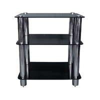 Silcron Steelseries 3 Shelf Hi-Fi Rack - Black Glass