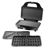 HEALTHY CHOICE LARGE SANDWICH PRESS WITH 3 INTERCHANGEABLE PLATES, SANDWICH,WAFFLE