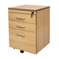 Mobile Pedestal - 2 Personal Drawers + 1 File Drawer - Beech Melamine and Silver Powder Coat SPMP3-B