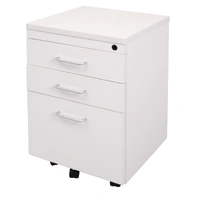 Mobile Pedestal - 2 Personal Drawers + 1 File Drawer - Natural White Melamine and Silver Powder Coat SPMP3-NW