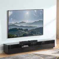 Tauris Suave TV Unit Lowline Ready To Assemble Black 2200x400x370mm