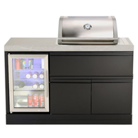 Crossray Mini Outdoor Kitchen with 2 Burner Drop-In Gas BBQ and Single Fridge TC2K-MK1