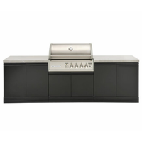 Crossray X-Origin Outdoor Kitchen with 4 Burner Built-In Gas BBQ and Grey Sintered Stone Benchtops TC4K-05