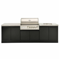 Crossray X-Origin Outdoor Kitchen with 4 Burner Built-In Gas BBQ, Sink and Grey Sintered Stone Benchtops TC4K-06