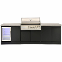 Crossray X-Origin Outdoor Kitchen with 4 Burner Built-In Gas BBQ, Single Fridge and Grey Sintered Stone Benchtops TC4K-07