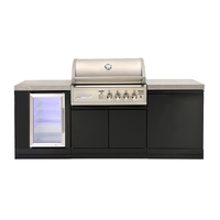 Crossray X-Origin Mini Outdoor Kitchen with 4 Burner Built-In Gas BBQ, Single Fridge and Grey Sintered Stone Benchtops TC4K-MINI-1