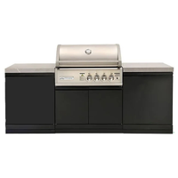 Crossray X-Origin Mini Outdoor Kitchen with 4 Burner Built-In Gas BBQ and Grey Sintered Stone Benchtops TC4K-MINI-2