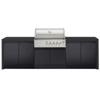 Crossray X-Origin Outdoor Kitchen with 4 Burner Built-In Gas BBQ and Black Sintered Stone Benchtops TC4KB-17