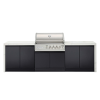 Crossray X-Origin Outdoor Kitchen with 4 Burner Built-In Gas BBQ and White Sintered Stone Benchtops TC4KP-11