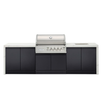 Crossray X-Origin Outdoor Kitchen with 4 Burner Built-In Gas BBQ, Sink and White Sintered Stone Benchtops TC4KP-12