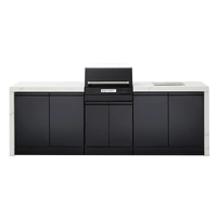 Crossray Extreme Outdoor Kitchen with Electric BBQ, Sink and White Sintered Stone Benchtops TCEK-02