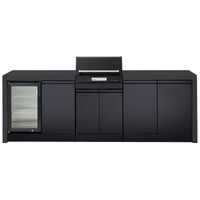 Crossray Extreme Outdoor Kitchen with Electric BBQ, Single Fridge and Black Sintered Stone Benchtops TCEK-09