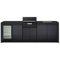 Crossray Extreme Outdoor Kitchen with Electric BBQ, Sink, Single Fridge and Black Sintered Stone Benchtops TCEK-10