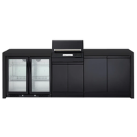 Crossray Extreme Outdoor Kitchen with Electric BBQ, Double Fridge and Black Sintered Stone Benchtops TCEK-11